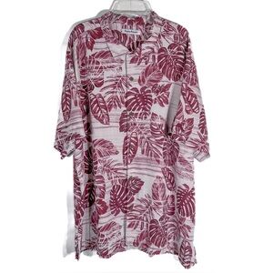 Tommy Bahama Shirt Mens XXL Burgundy Silk Floral Hawaiian Button Up Camp GRIZ